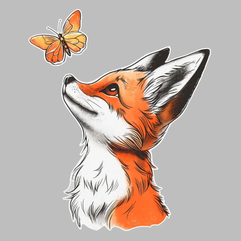 Fox with Butterfly
