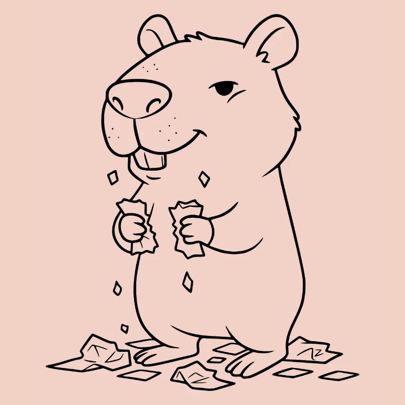 Capybara mange ses devoirs