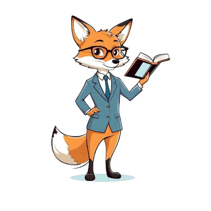 Fuchs-Professor mit Buch im Anzug