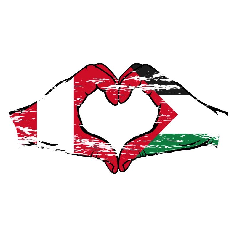 Peru Palestine heart shape with hands used