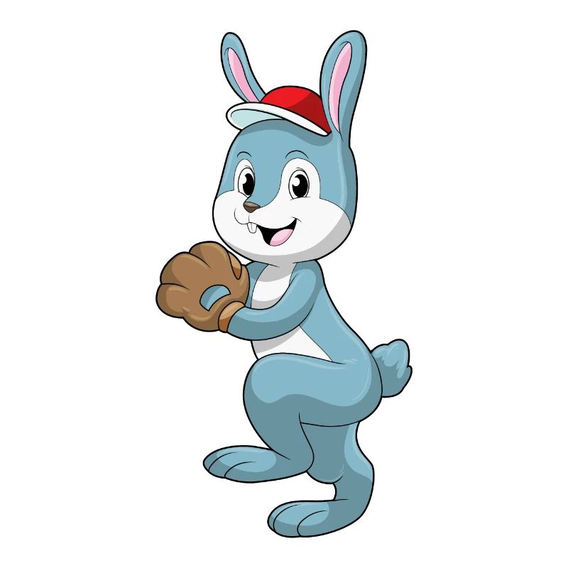 Rabbit playing baseball with a baseball glove