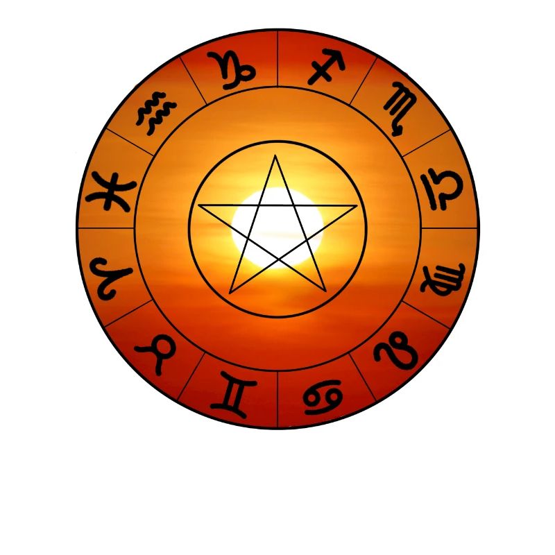 Sun with zodiac sign - sunset