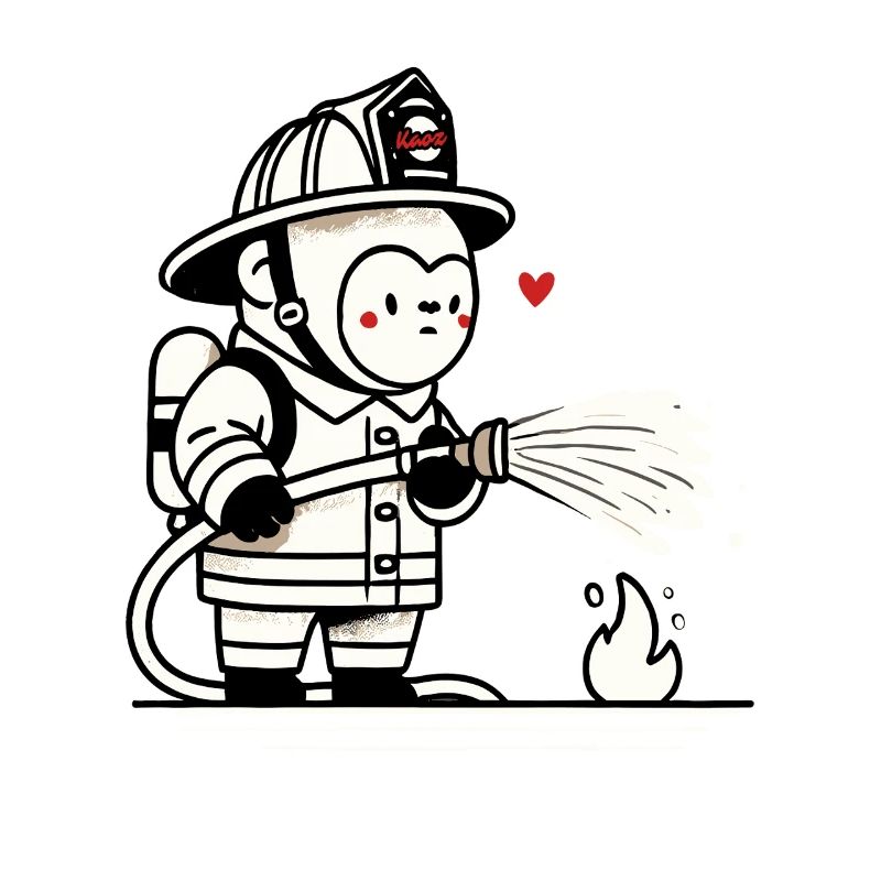 Little gorilla firefighter
