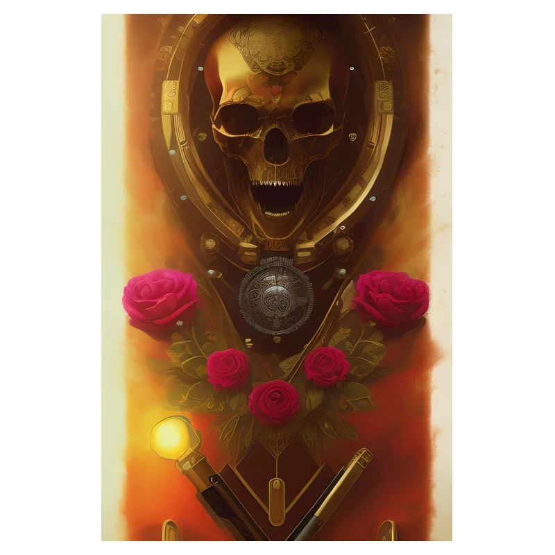 Skull and crossbones with roses