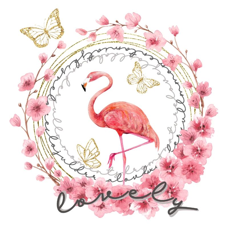 * Flamingo mit Blumen * in Wasserfabtechnik
