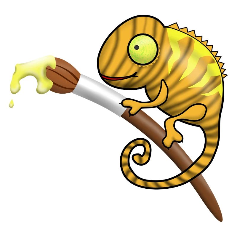 Chamaeleon mit Pinsel und Farbe. Geschenkidee