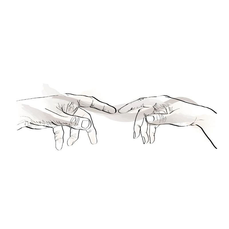 Mains connectées à travers une bande imaginaire