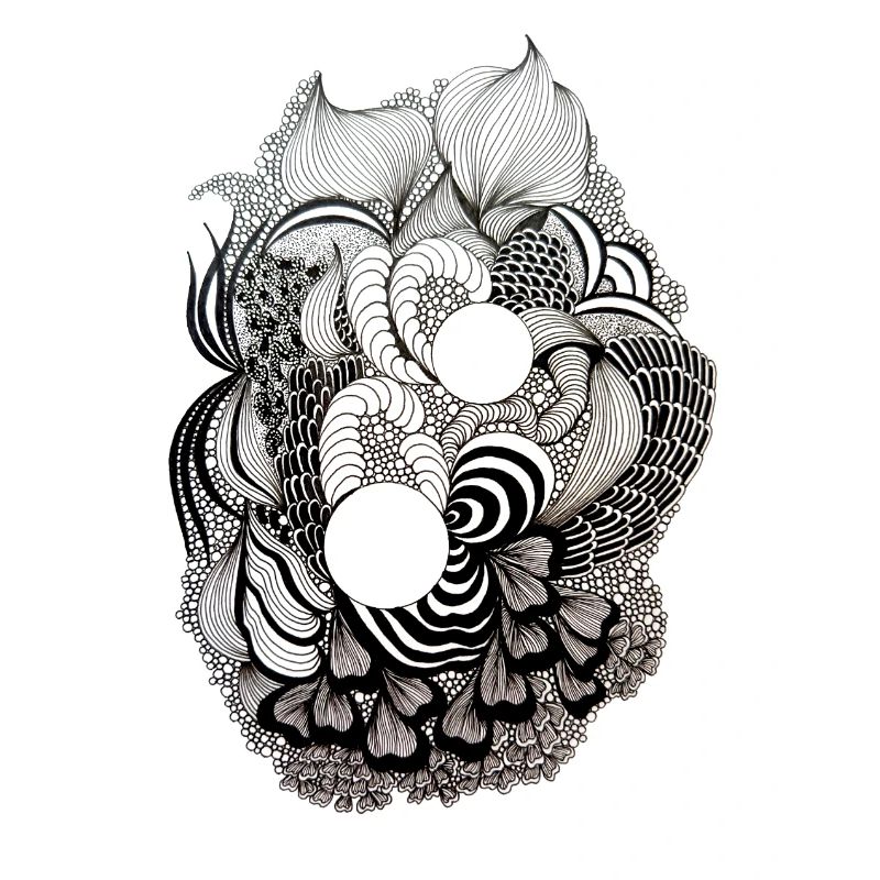 Black and White Flower Ring Pattern