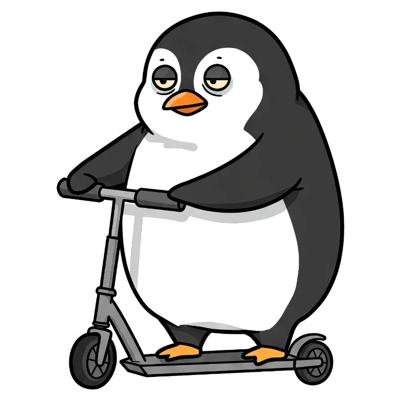 Funny Penguin Scooter Scooter Chubby Fun