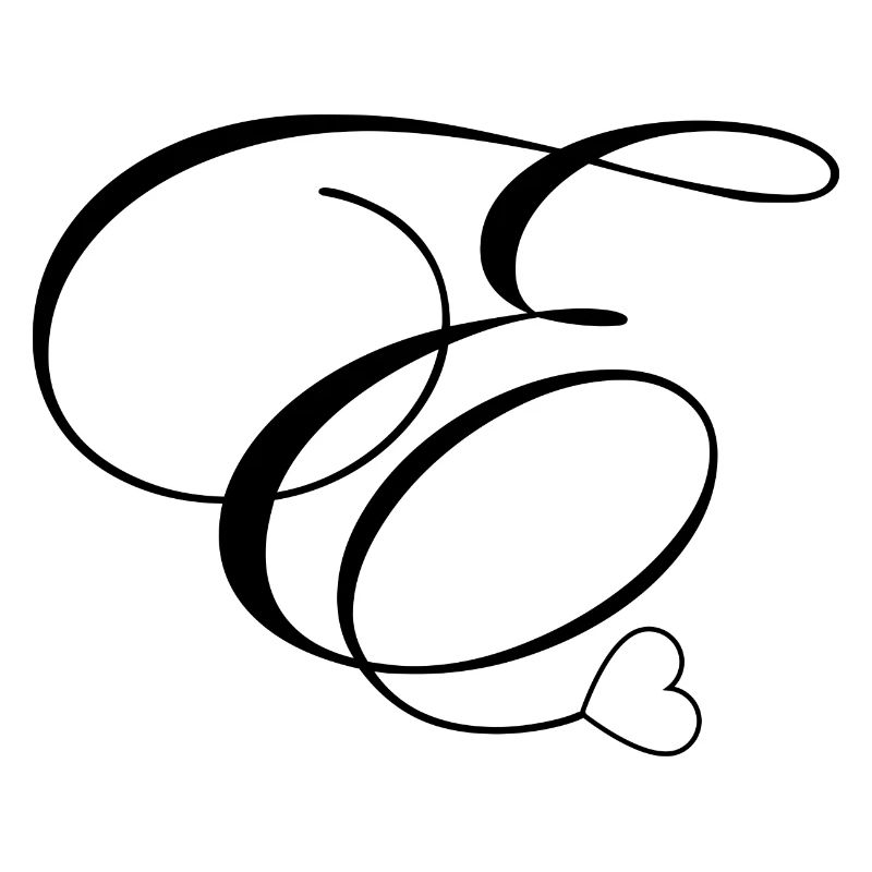 Buchstabe e Kalligraphie Herz