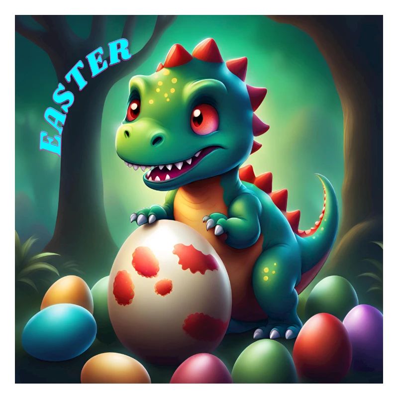 Cute Dinosaur Red Eyes Easter