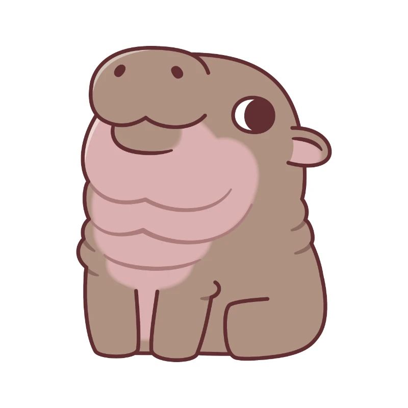 Cute Seated Pygmy Hippo