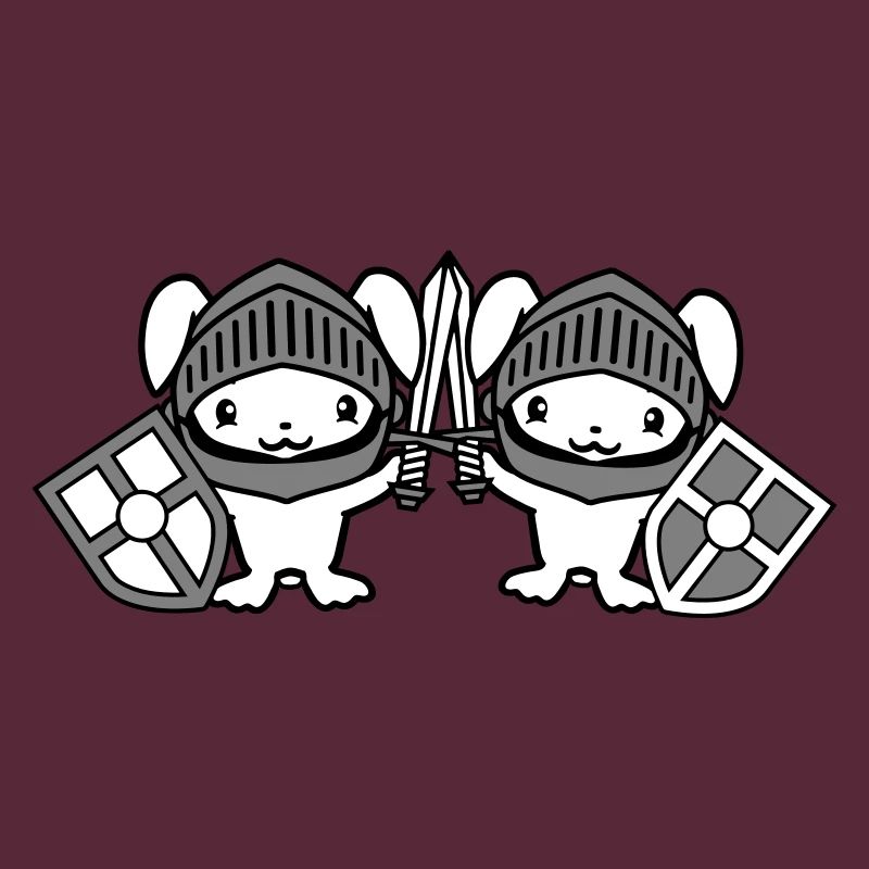 2 lapins chevalier épée bouclier armure casque château