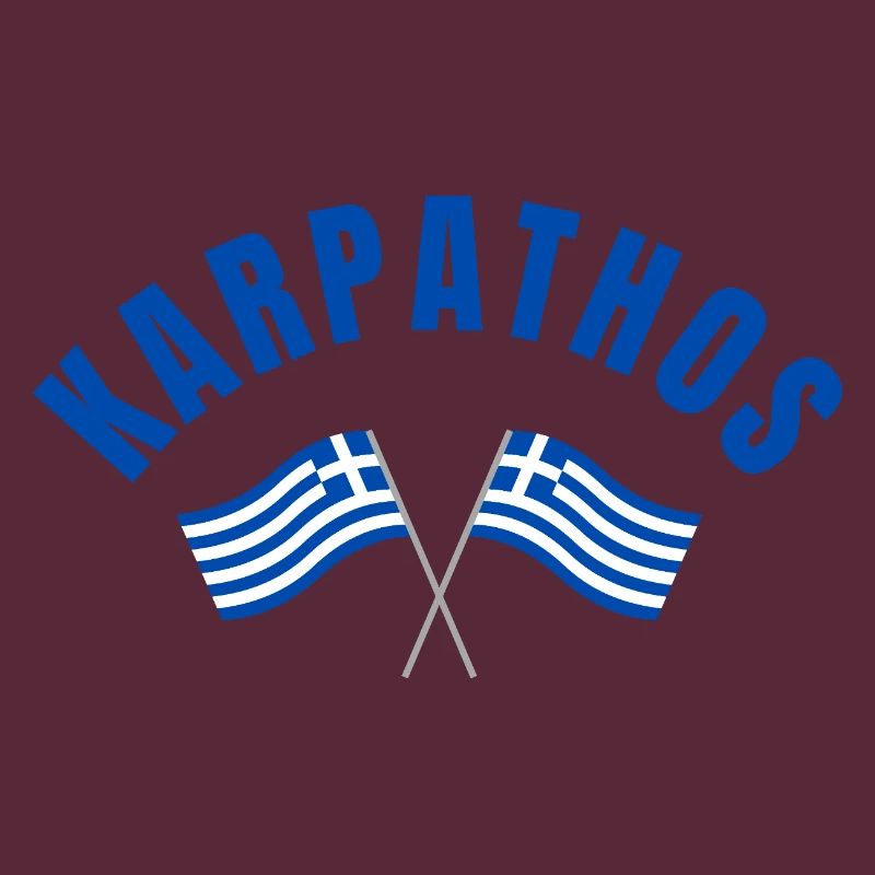 Karpathos avec drapeaux grecs croisés