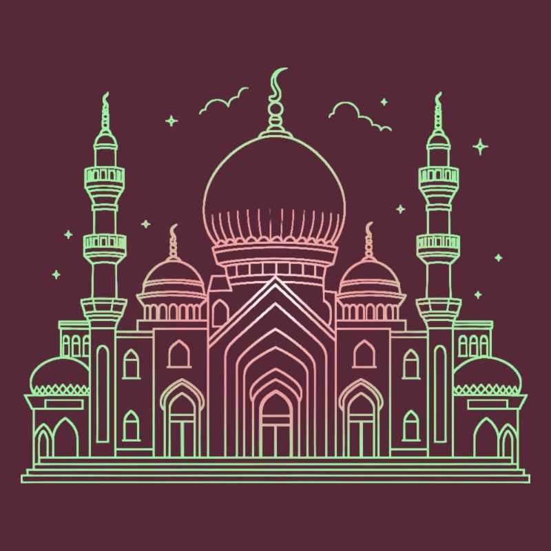 Moschee Stern Halbmond stilisiert grün oder schwarz