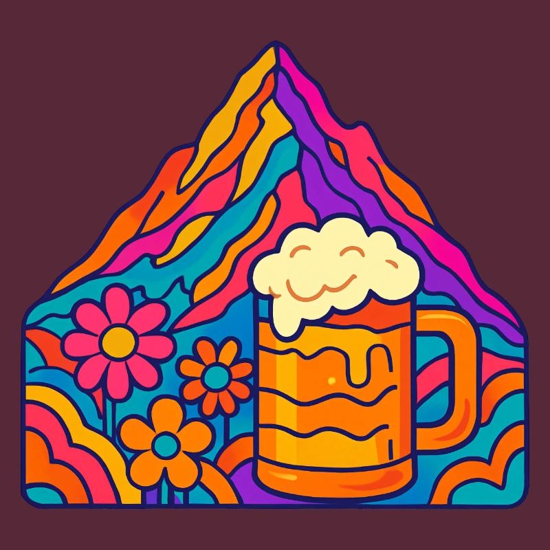 Lebendige Berglandschaft mit Bierglas