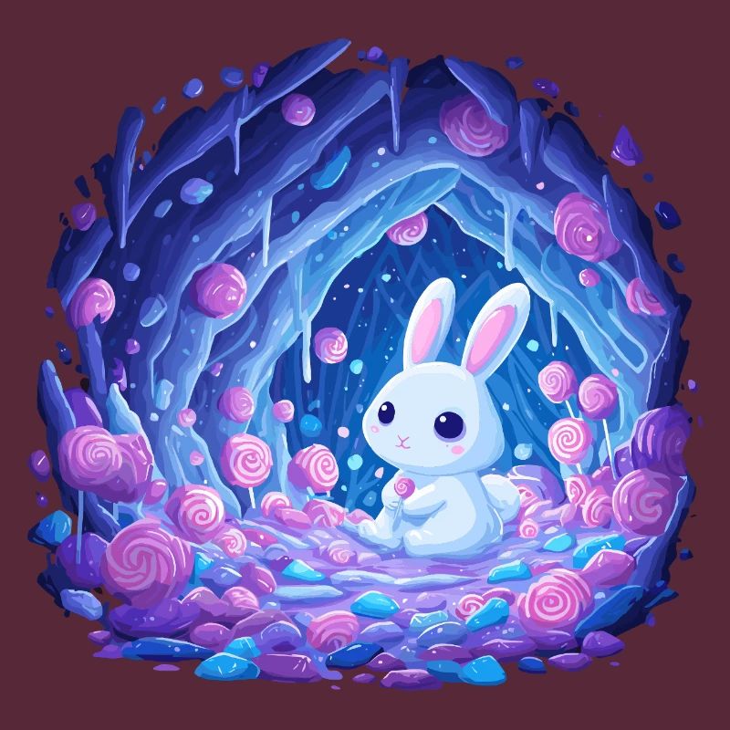 Moonlight Rabbit in the Rose Forest