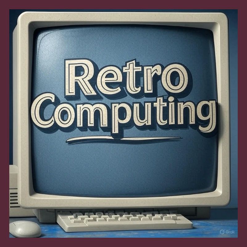 Retro Computer Graphics on Blue Background