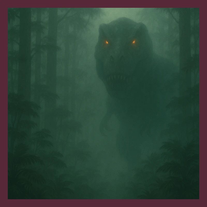 Cloud Forest Dinosaur with Fire Eyes