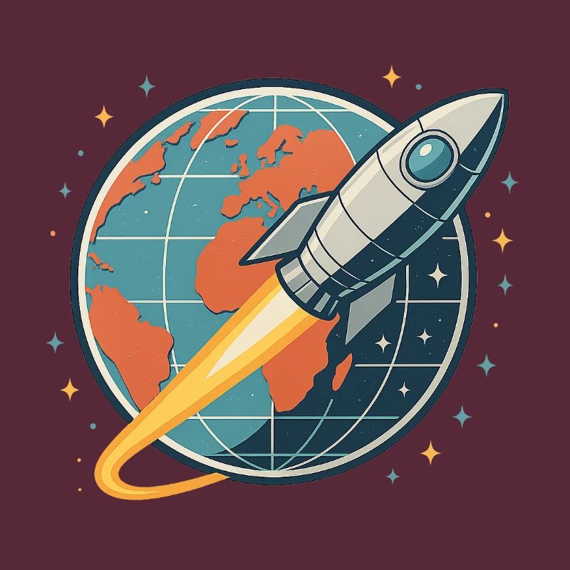 Rocket launch over globe