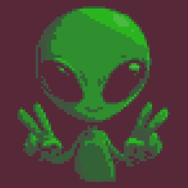 Pixel Alien Friedenszeichen