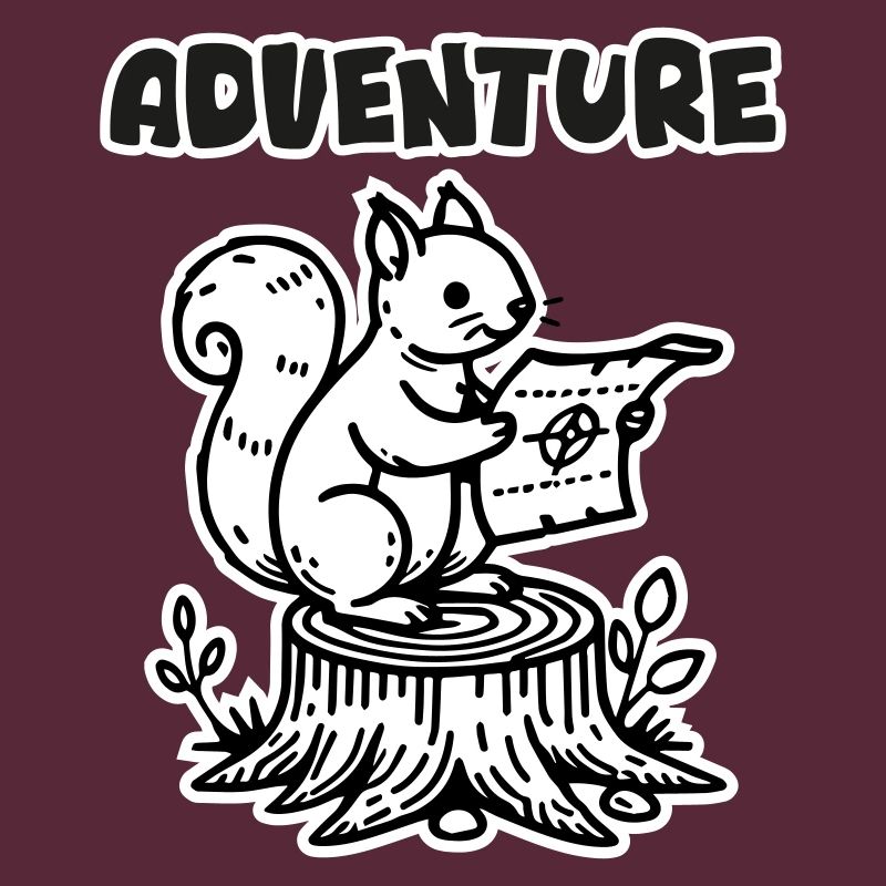 Squirrel Holding a map - "Adventure" Design