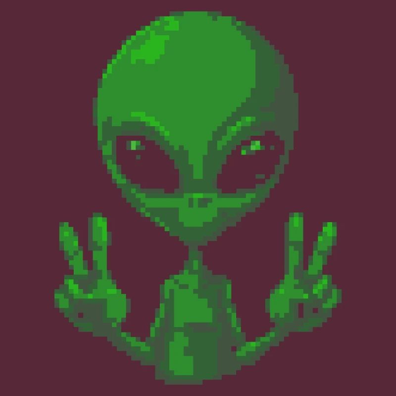 Pixel Alien Friedenszeichen-Tee