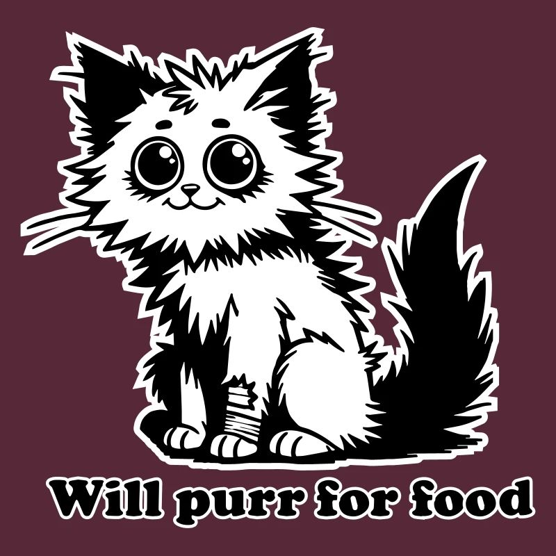 Chat sans abri - Will ronronnera pour la conception de nourriture