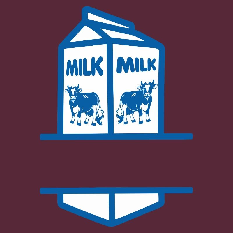 Blauer Milchkarton mit Kuh-eigenem Text