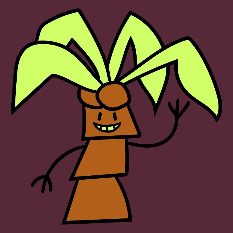 Funny Cute Palm Tree Waving Happy Face Comic