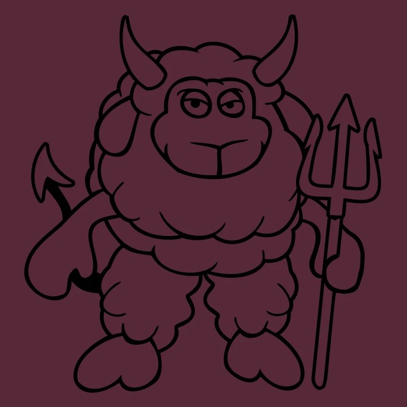 Sheep Devil Satan Hell Evil Trident Horns Cool