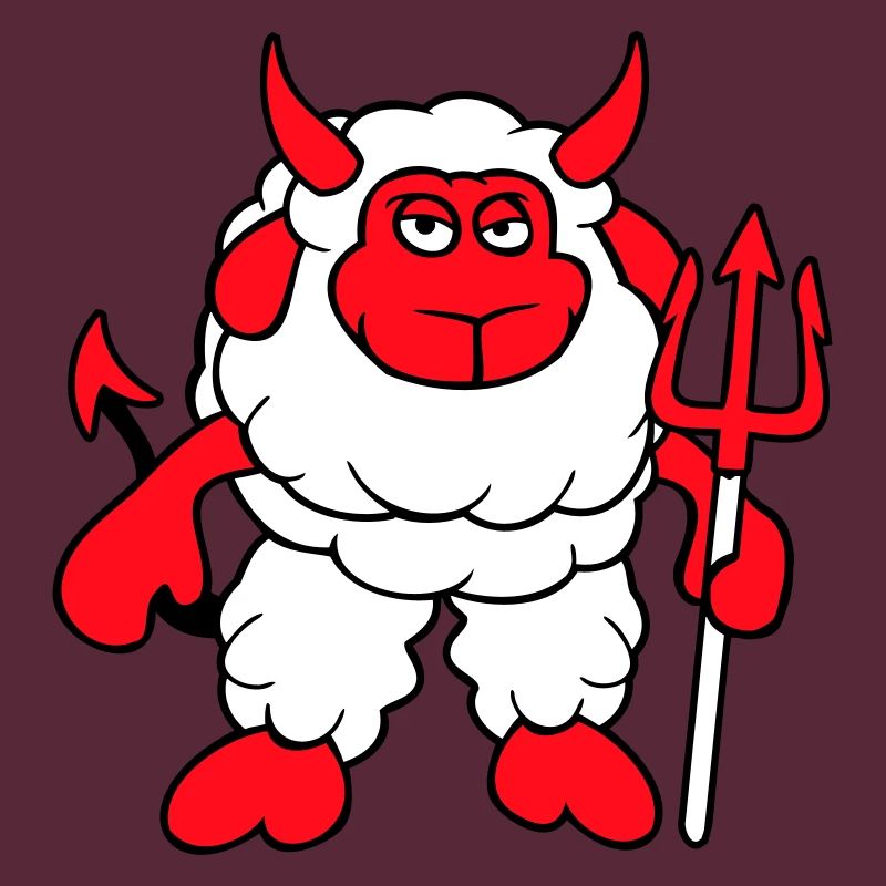 Mouton Diable Satan Enfer Mal Trident Cornes Cool