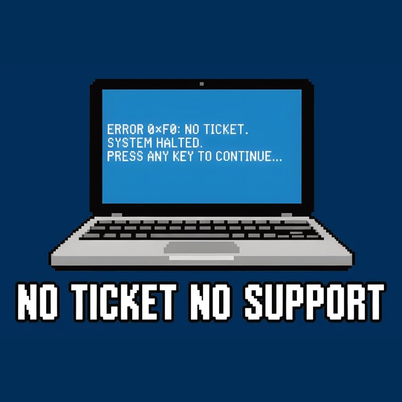 Pas de ticket pas de support Admin IT-Support Spruch