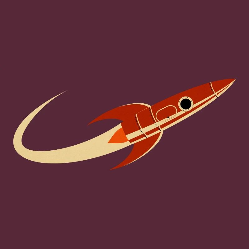 Fusée spatiale rouge