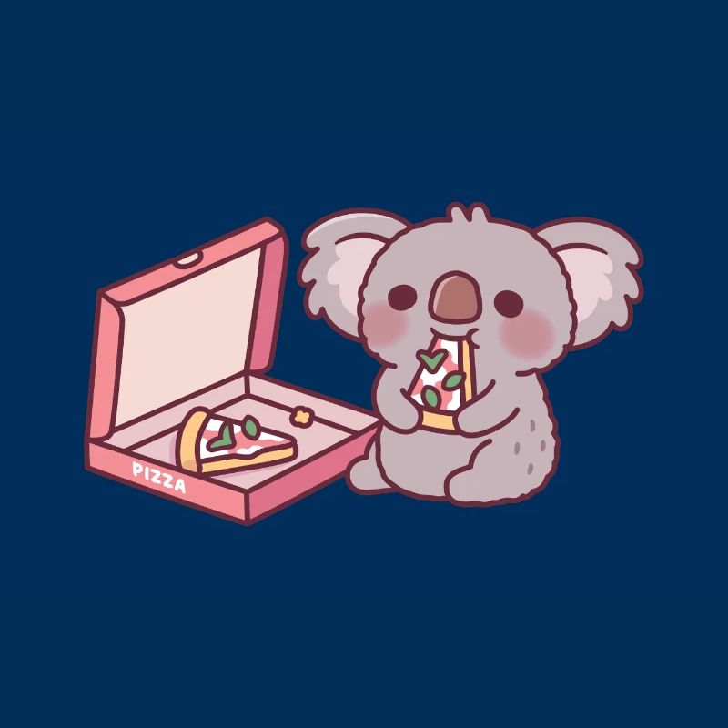 Mignon Koala Ours Mangeant Pizza