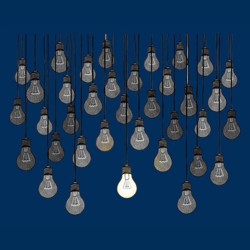 Grey bulb array with unique brightness