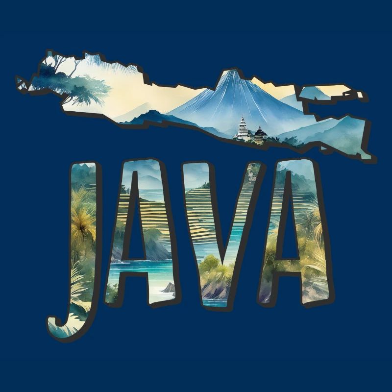 Aquarell Landkarte Java