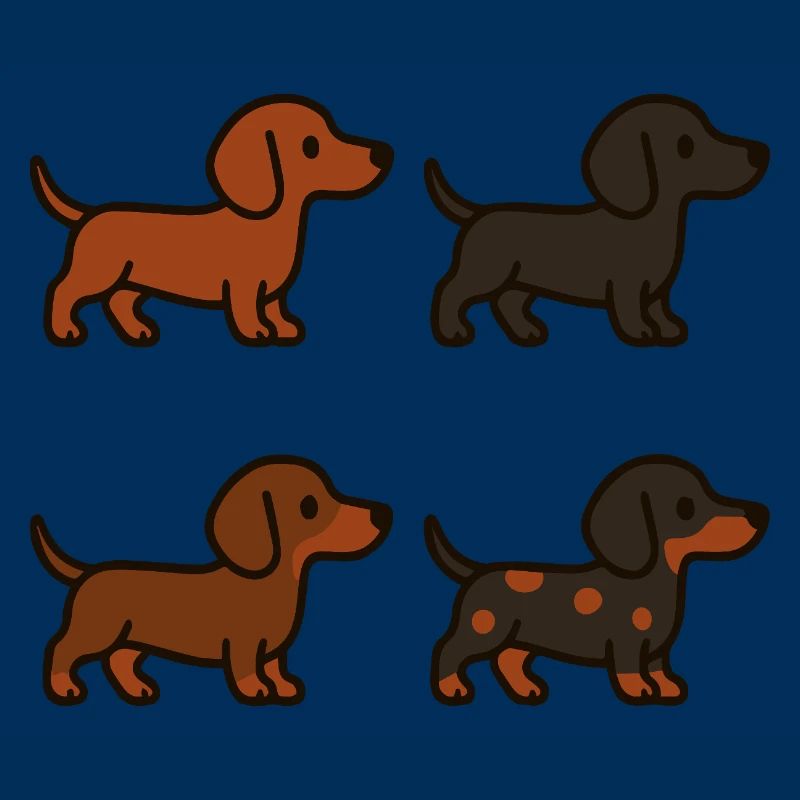 Ensemble d’illustrations de teckel mignon