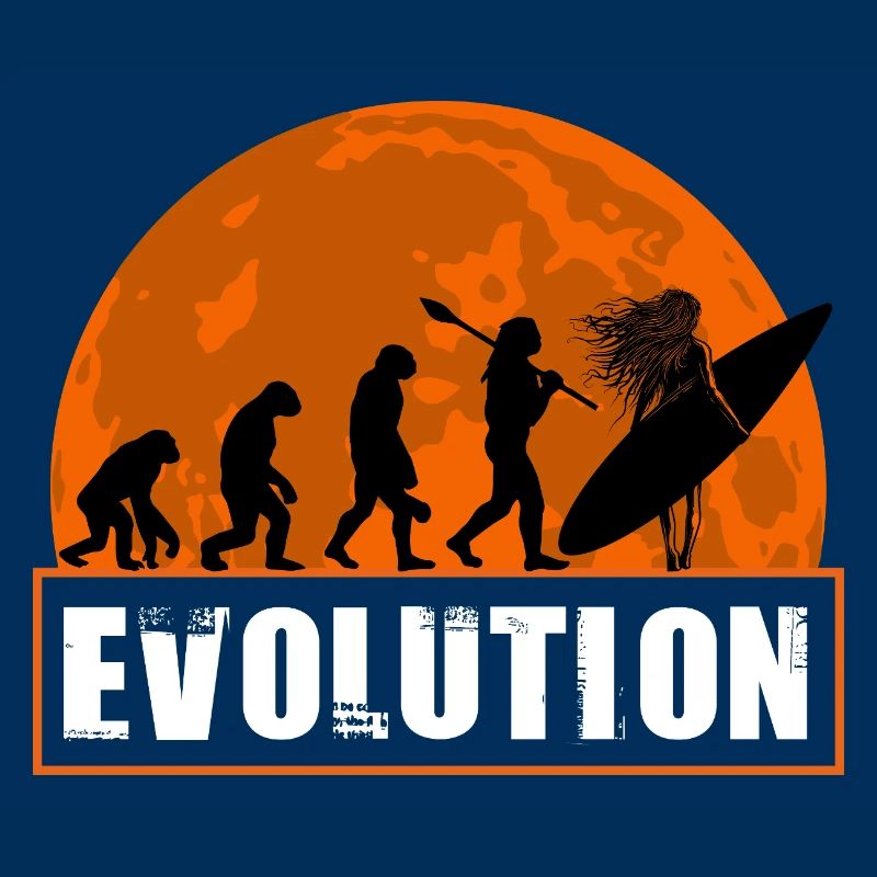 Évolution de la silhouette vintage du coucher de soleil surf
