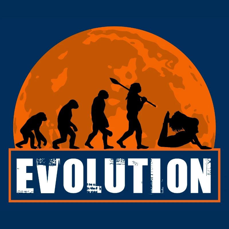Yoga Evolution Silhouette Sunset Retro
