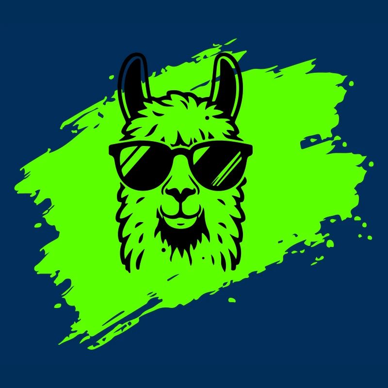 Lama oder Alpaka mit Sonnenbrille im Neonstil
