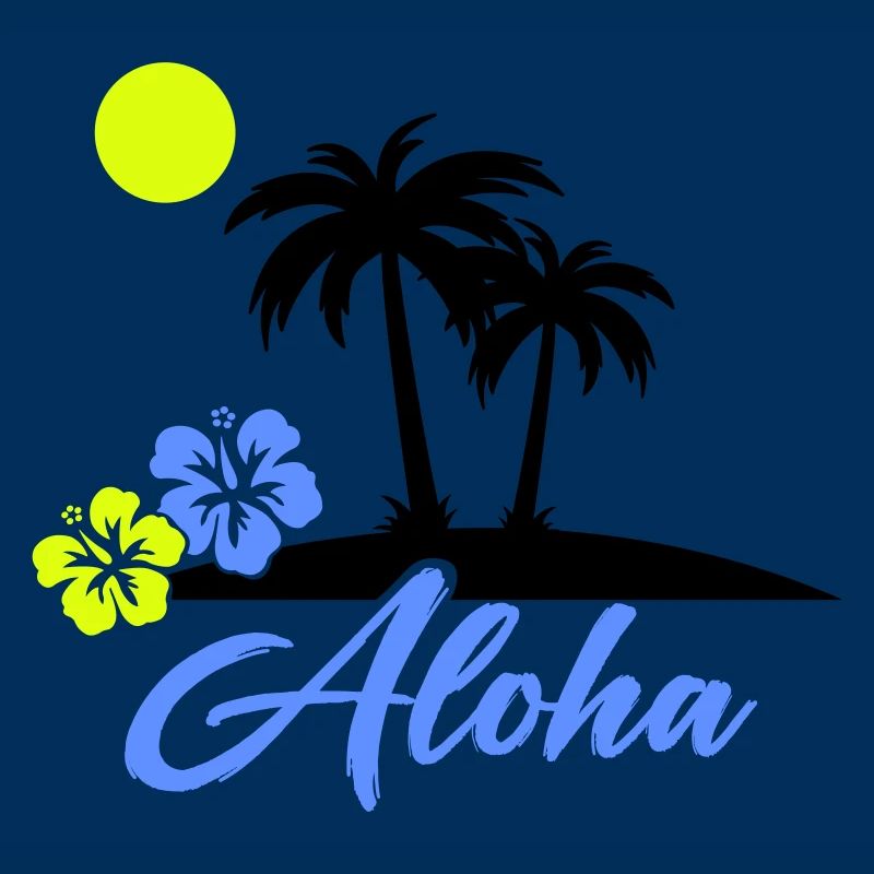 Aloha Hibiscus Neon Script