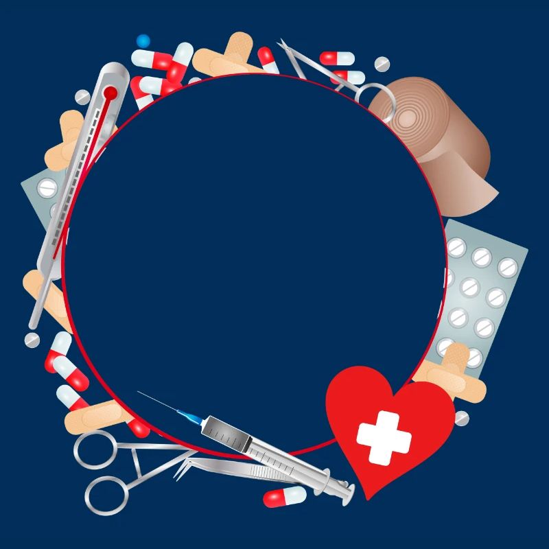 Erste Hilfe Set oder Reiseapotheke als Rahmen