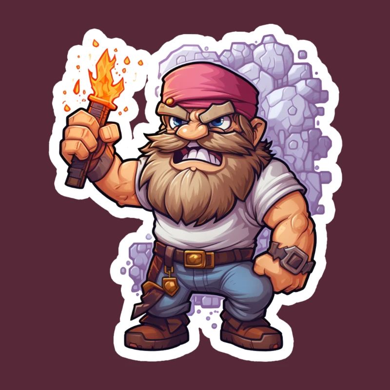 Pixel Dwarf With Torch Mining Game Shirt