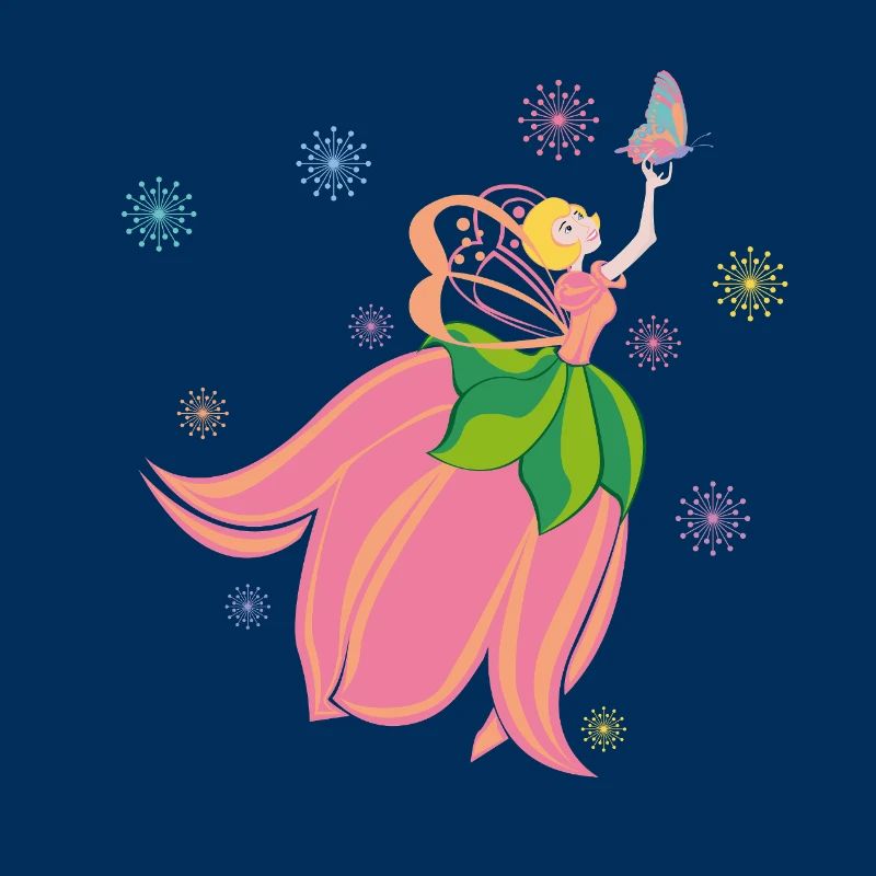 Fabuleuse fée des fleurs avec papillon