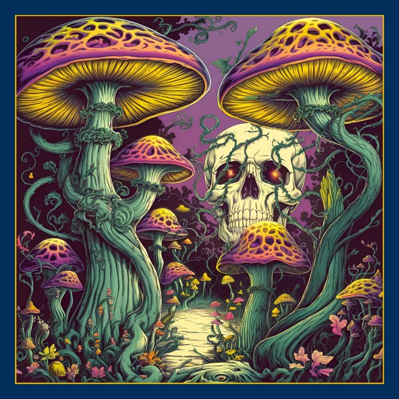 Conception de crâne de forêt de champignons