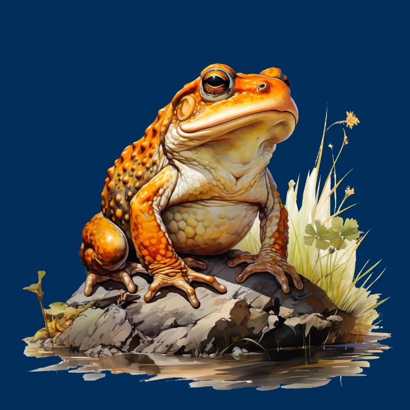 Orange-red frog or toad on stone