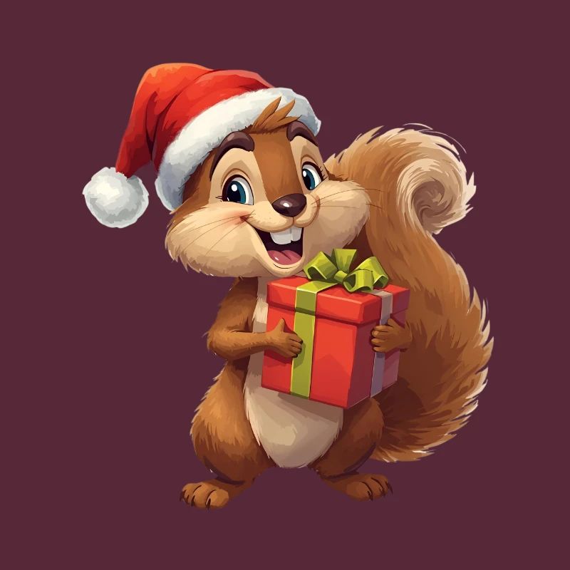 Weihnachts-Eichhörnchen mit Geschenk