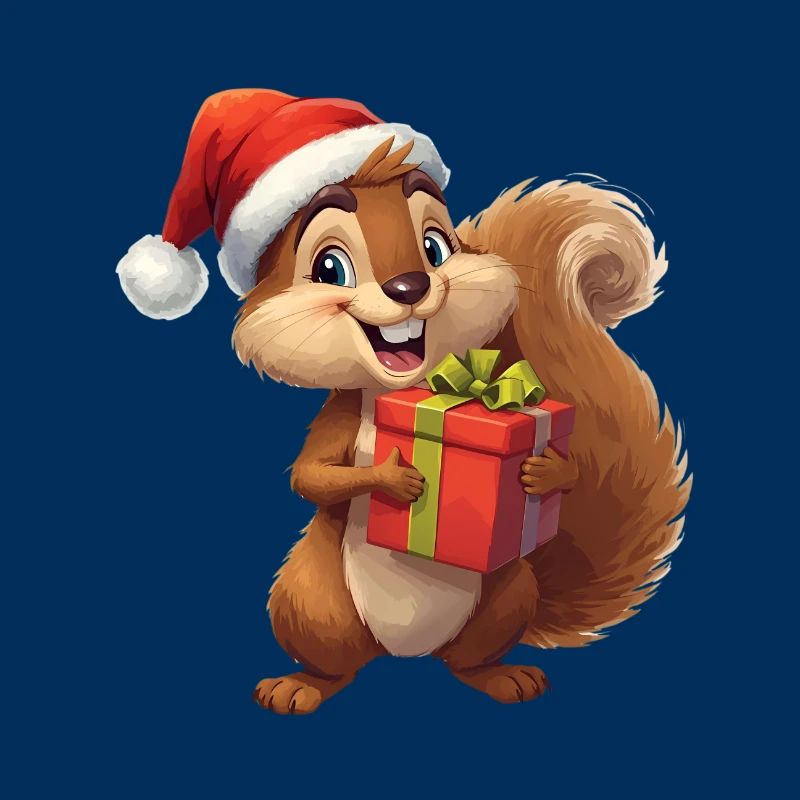 Weihnachts-Eichhörnchen mit Geschenk