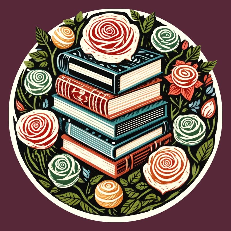 Floral Book Stack Emblem